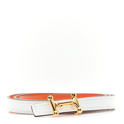 Hermes Epsom Swift 13mm Mors H Belt 75 30 White Orange 1 of 5