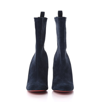 Christian Louboutin Veau Velours Stretch Gena 85 Bootie 38.5 Navy 2 of 7