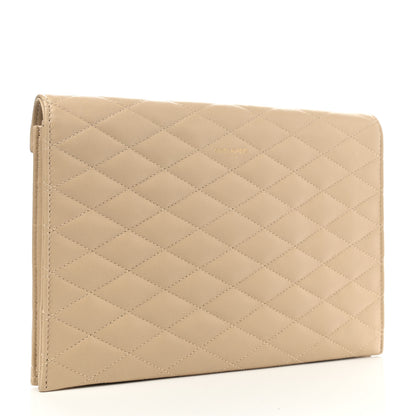 Saint Laurent Lambskin Quilted Envelope Clutch Beige 3 of 7
