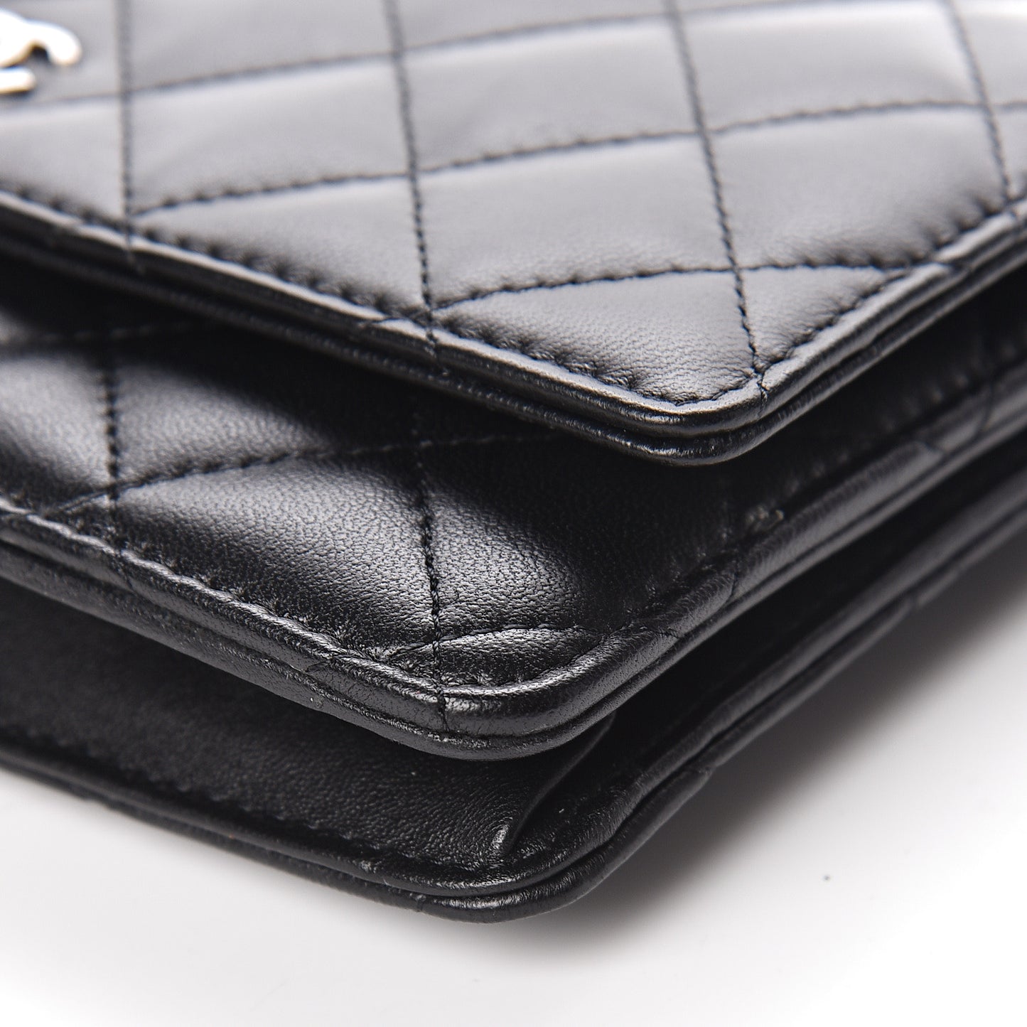 Lambskin Quilted Wallet On Chain WOC Black
