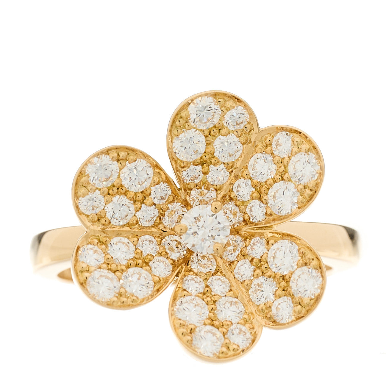 18K Yellow Gold Diamond Small Frivole Pave Ring 50 5.25
