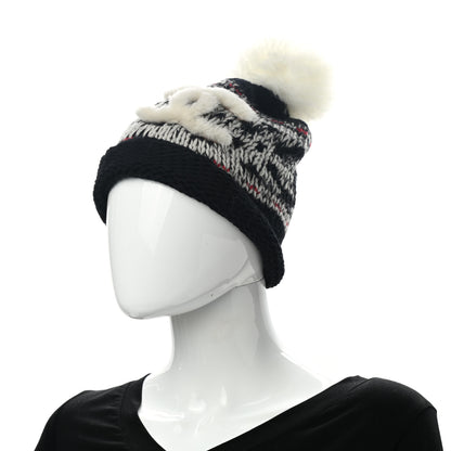 Chanel Wool Shearling CC Beanie Hat Black Multicolor 2 of 5
