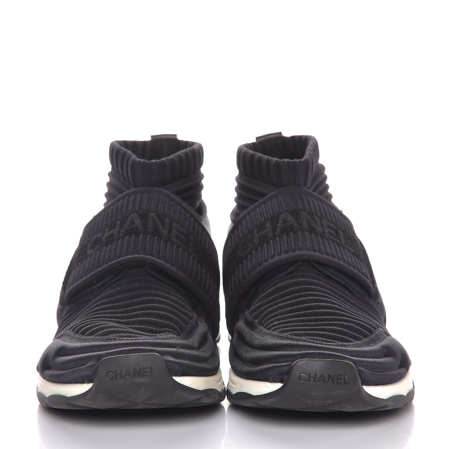 Chanel Stretch Fabric CC Sneakers 36 Black 2 of 8