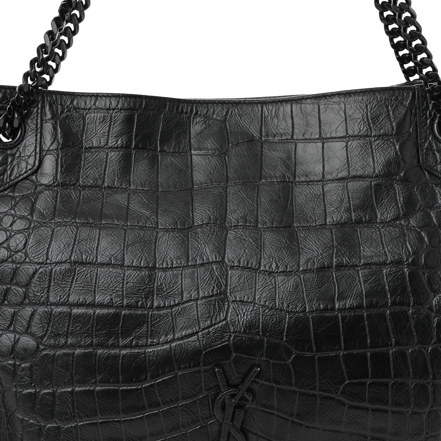Saint Laurent Calfskin Crocodile Embossed Monogram Medium Niki