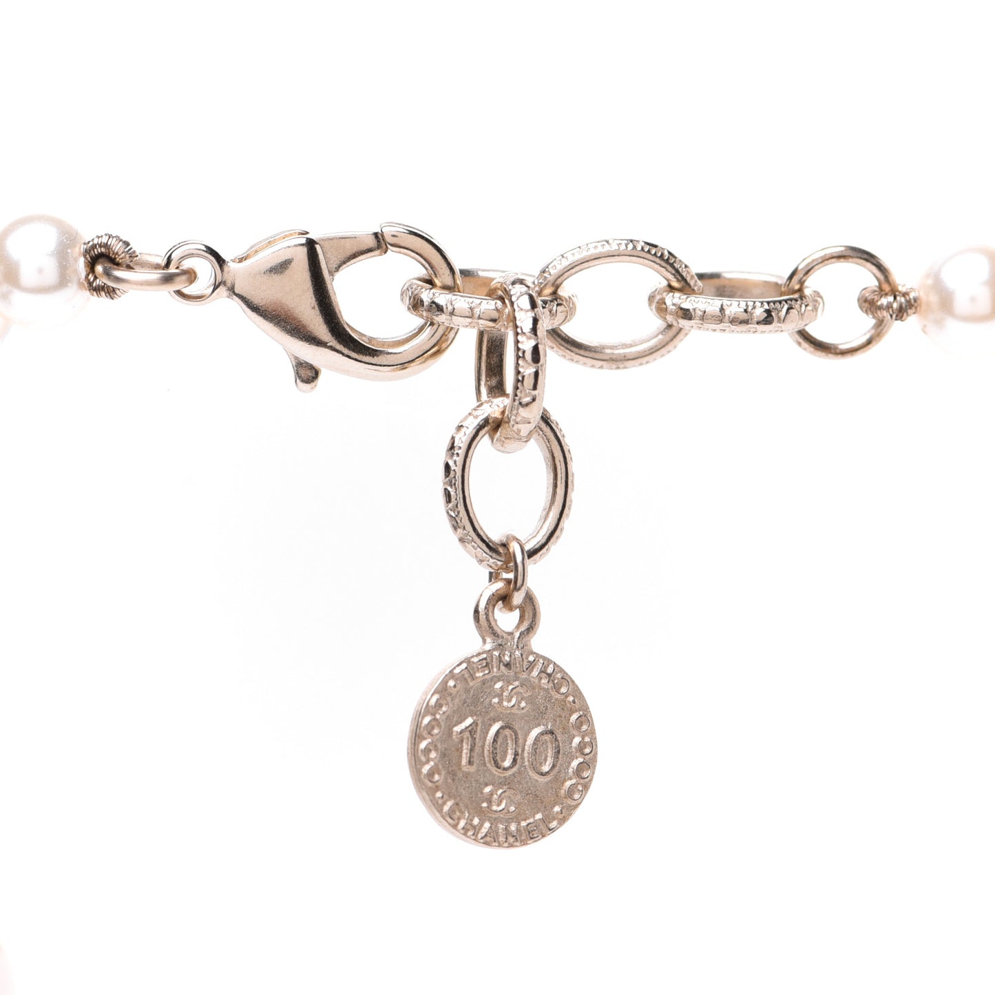 Pearl CC 100th Anniversary Necklace Light Gold