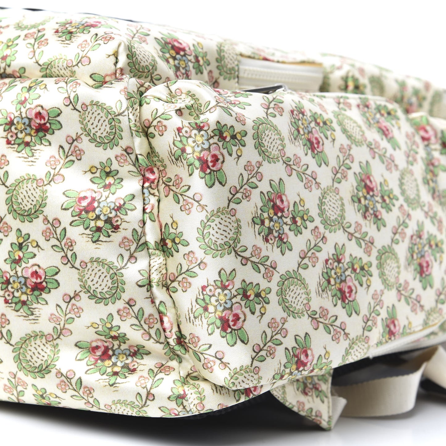 X MLB Satin Floral Print NY Yankees Patch Backpack Ivory Green