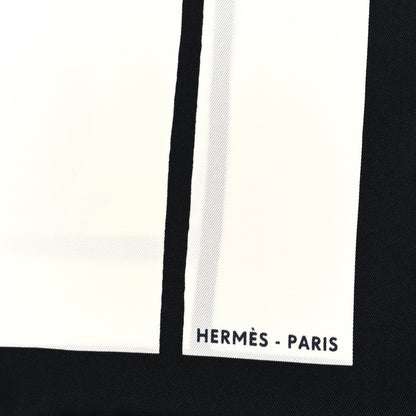 Hermes Silk Swinging Saint Germain Scarf 70 White Black Rouge 2 of 3