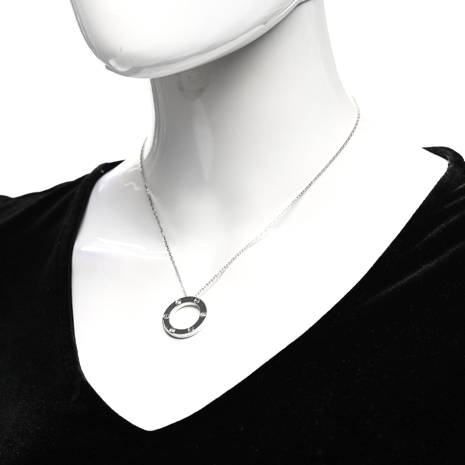 Cartier 18K White Gold 3 Diamonds LOVE Pendant Necklace 2 of 5