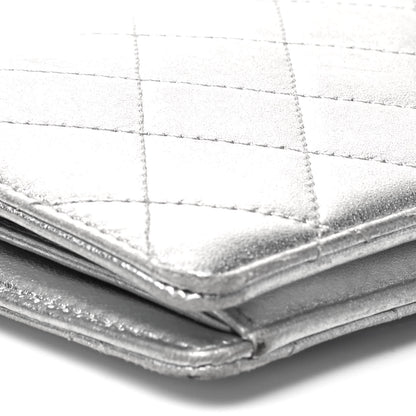Chanel Metallic Calfskin Quilted Yen Wallet Dark Silver 10 of 12