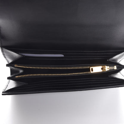 Saint Laurent Calfskin Crocodile Embossed Large Monogram Flap Wallet Black 5 of 8