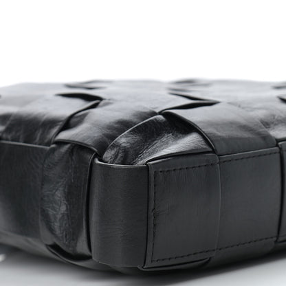 Bottega Veneta Paper Calfskin Maxi Intrecciato Cassette Messenger Black 9 of 10