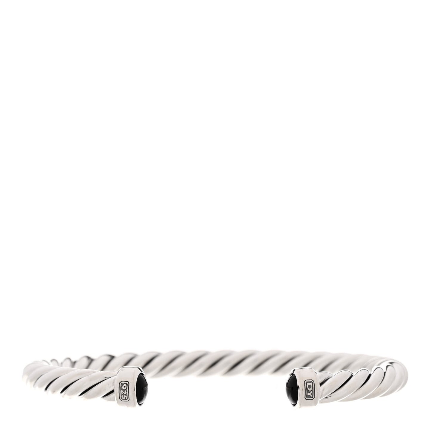 Sterling Silver Onyx 6mm Cable Classic Cuff Bracelet