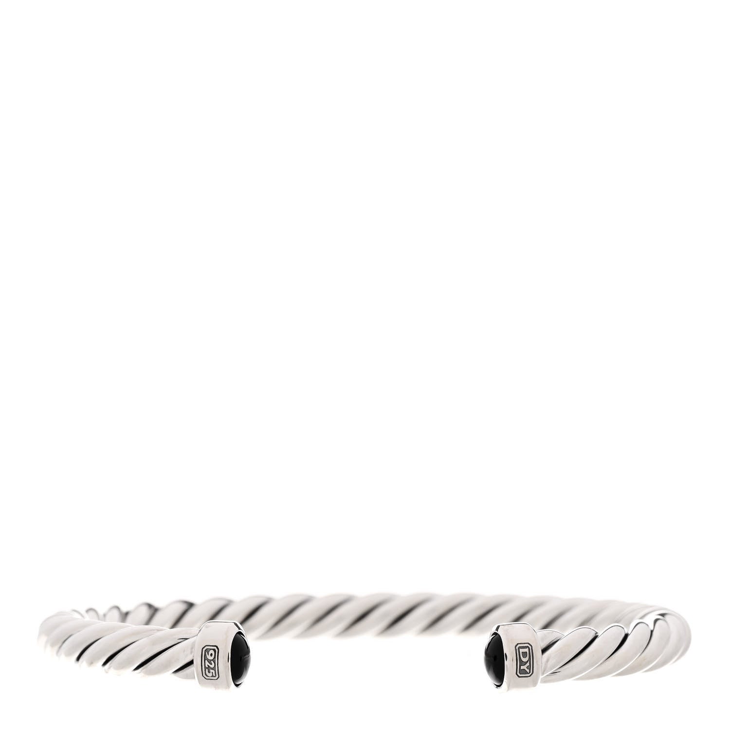 David Yurman Sterling Silver Onyx 6mm Cable Classic Cuff Bracelet 1 of 5