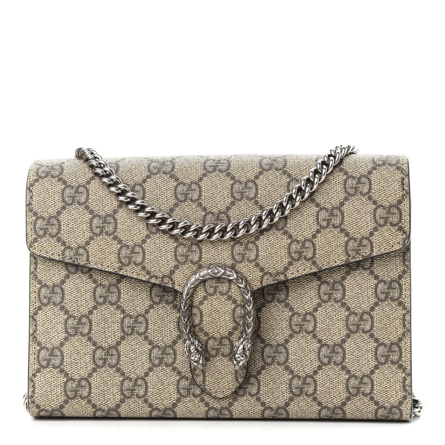 GG Supreme Monogram Mini Dionysus Chain Wallet Beige Black