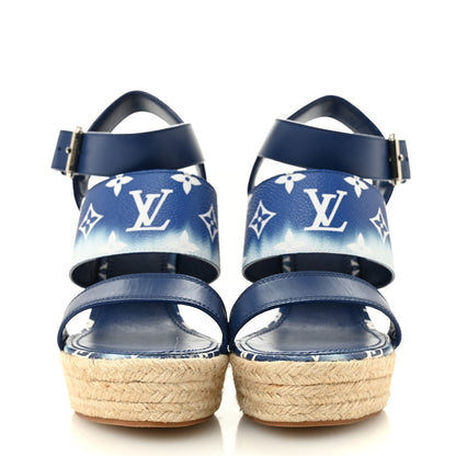 Louis Vuitton Monogram Escale Starboard Wedge Sandal 40 Blue 3 of 11