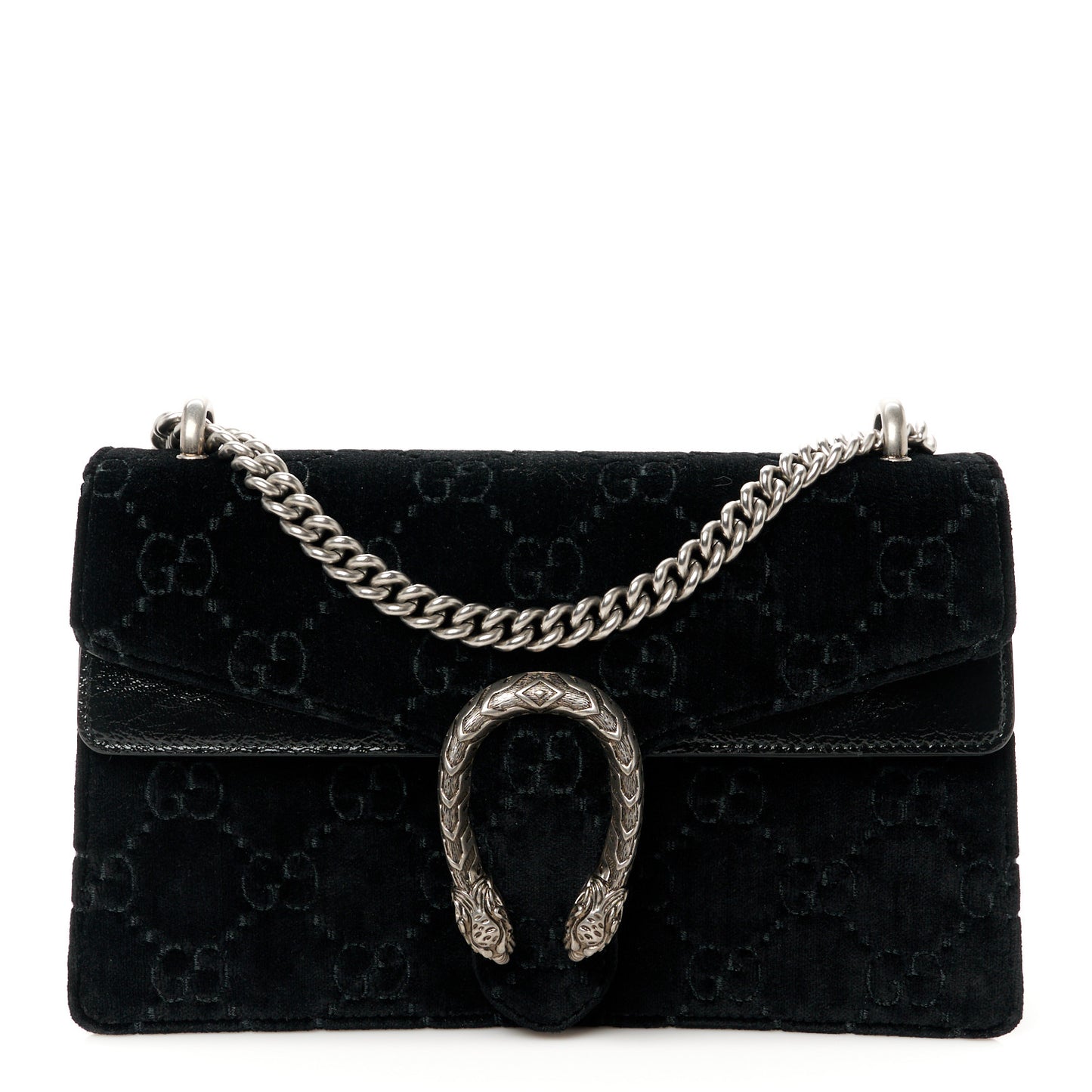 Velvet GG Monogram Small Dionysus Shoulder Bag Black