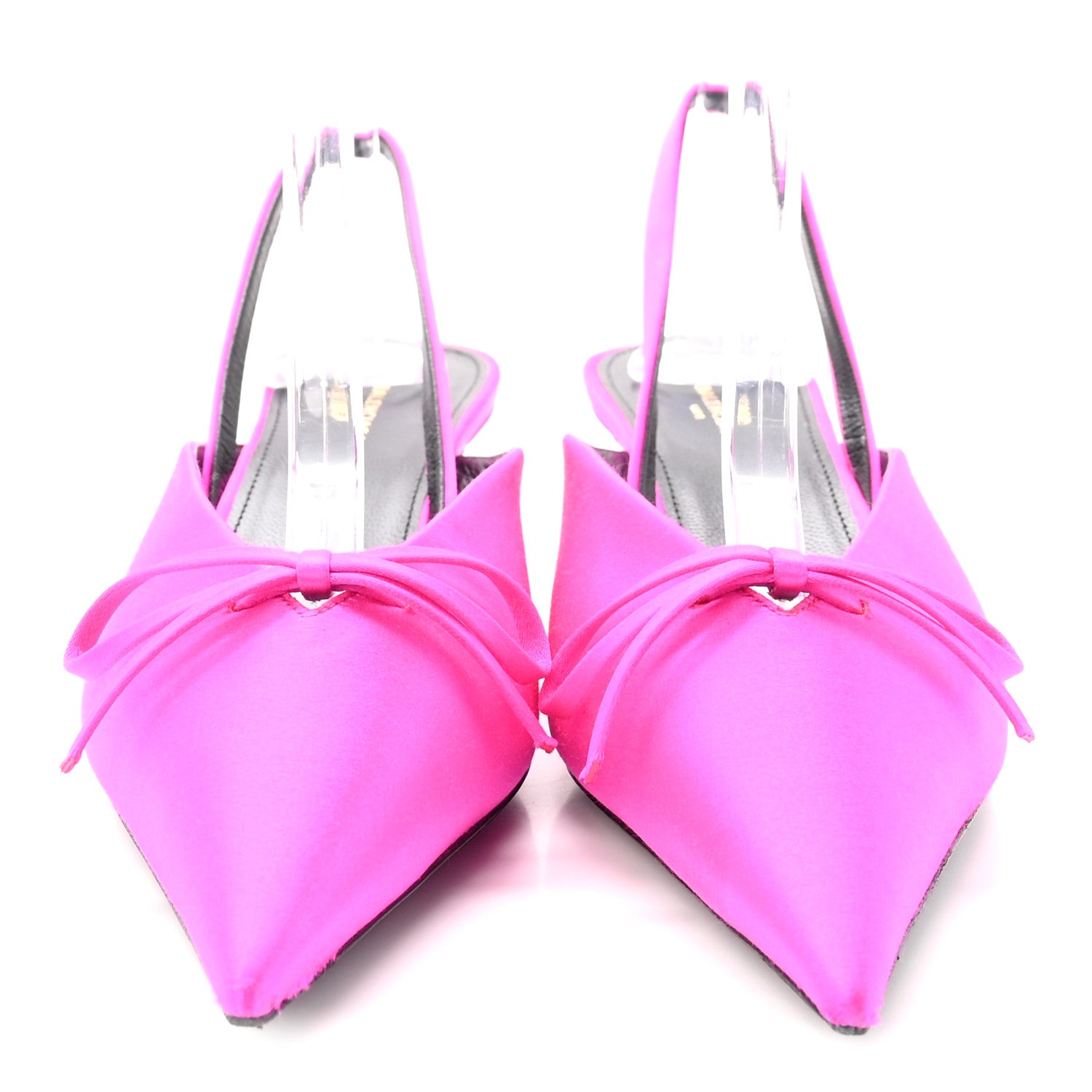 Balenciaga Satin Pointed Toe Knife Slingback 40mm Mules 37.5 Rose Fuchsia 3 of 9