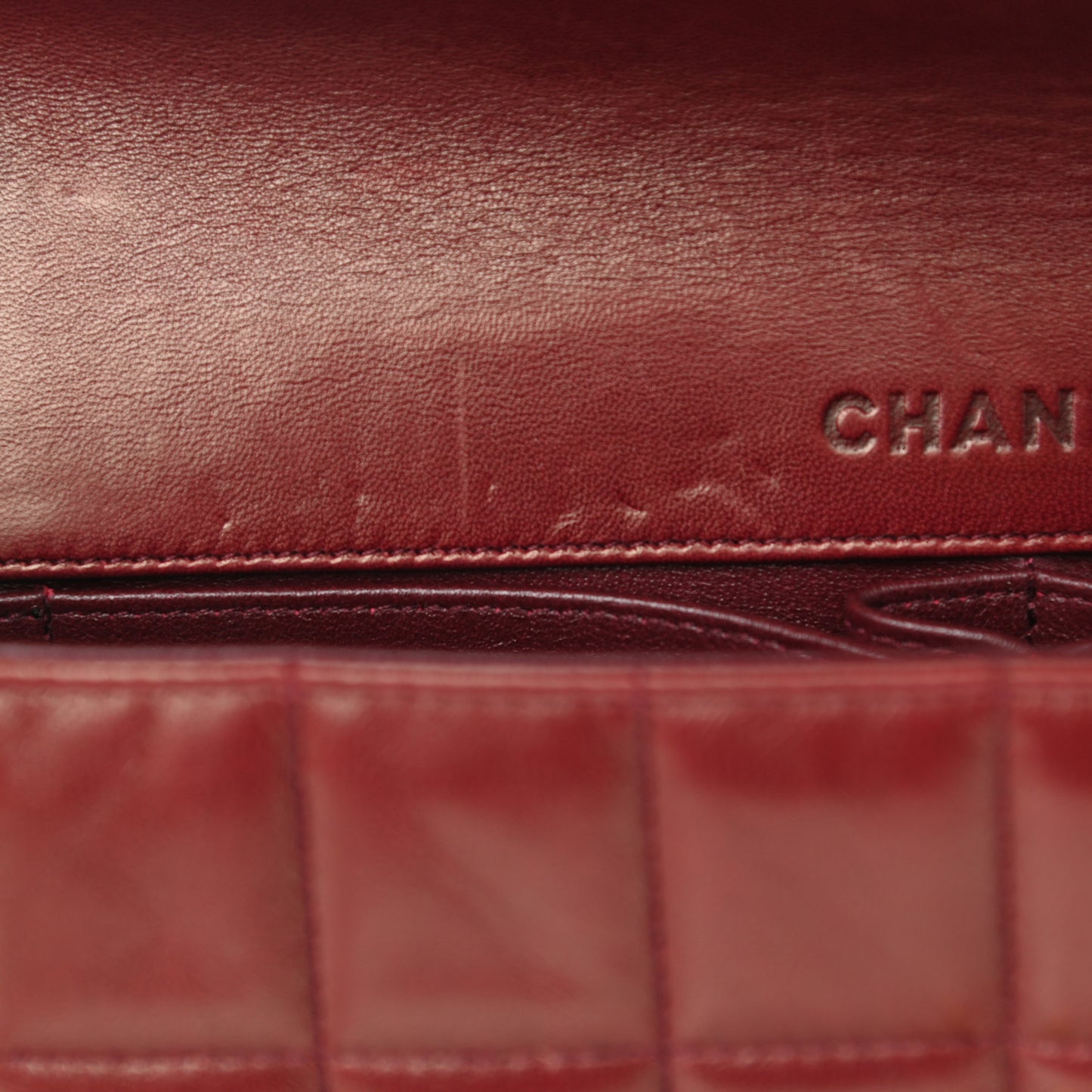 Lambskin East West Chocolate Bar Flap Bordeaux