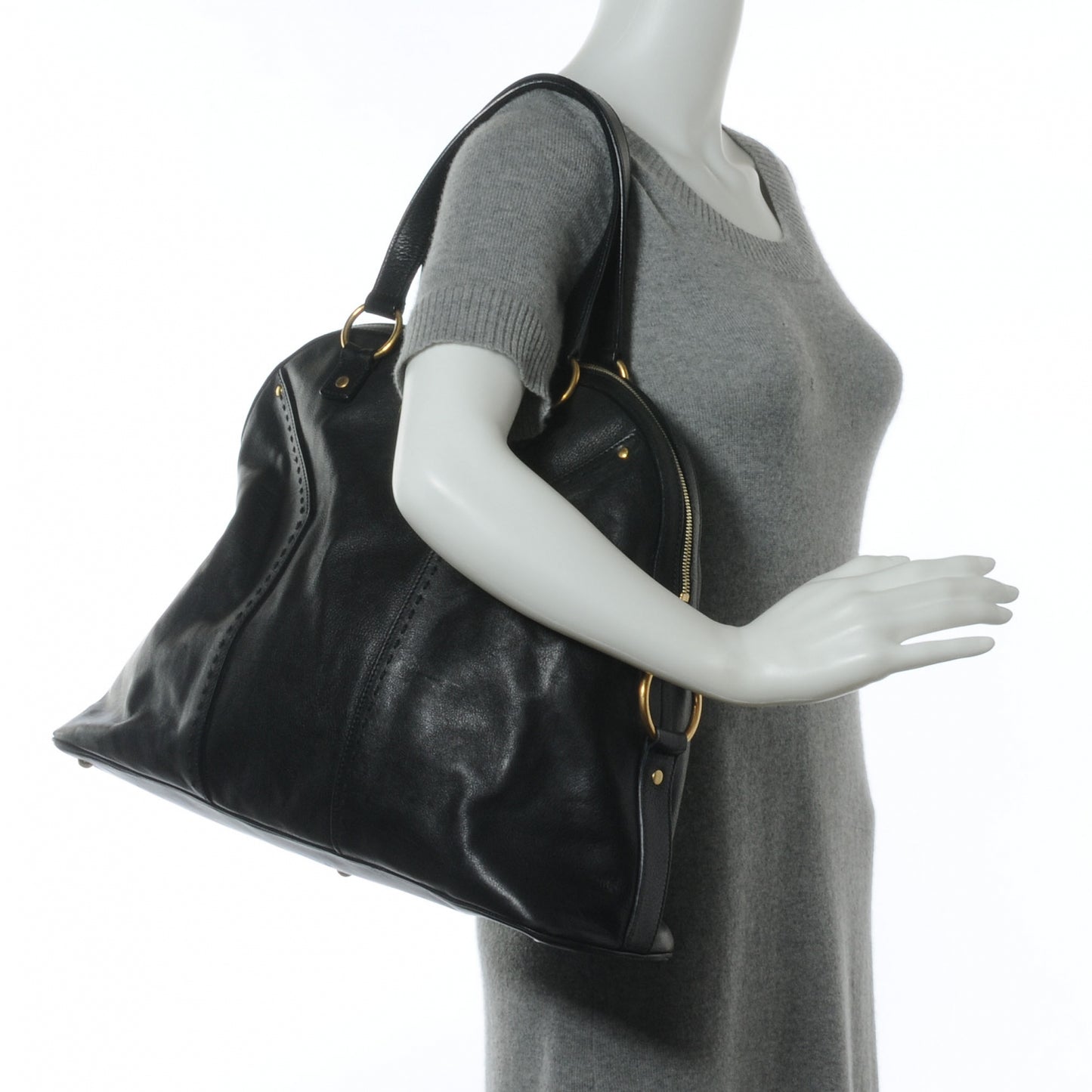 Leather Oversized Muse Tote Black