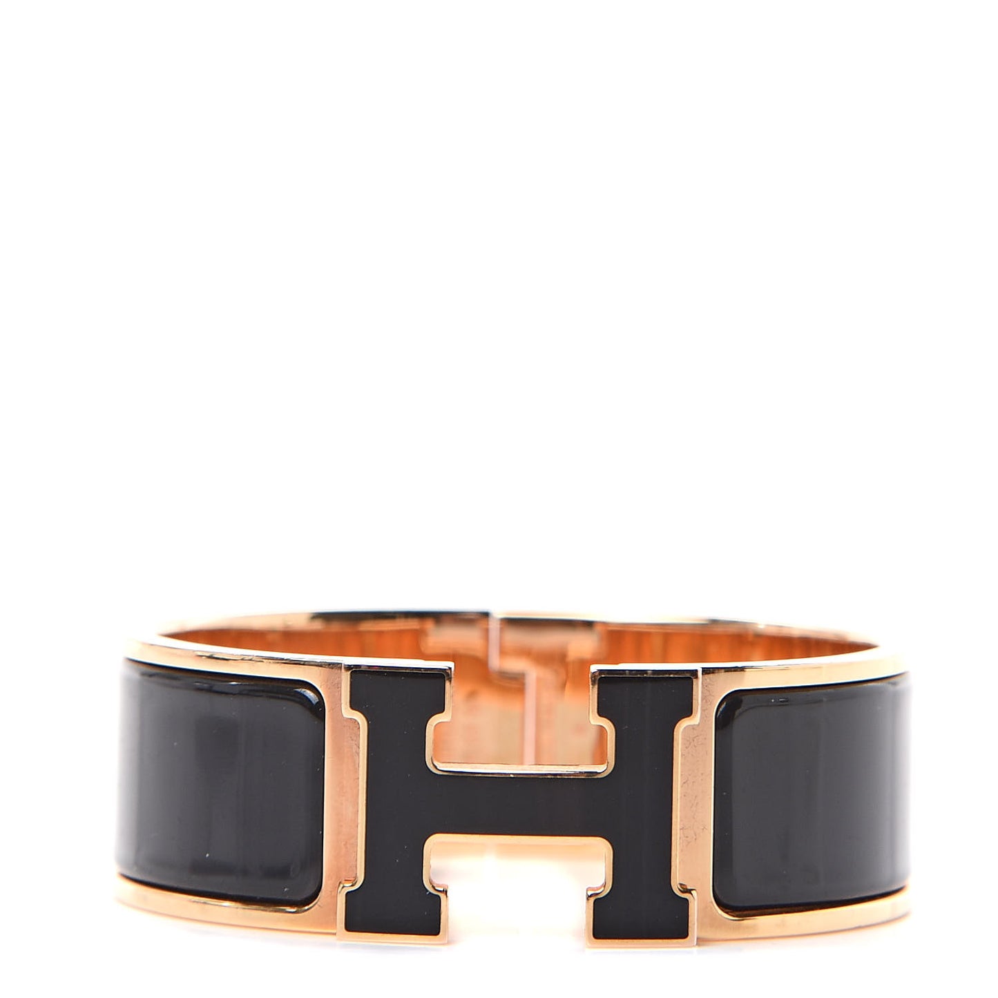 Enamel Wide Clic Clac H Bracelet GM Black