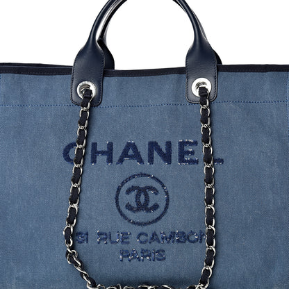Chanel Canvas Sequin Medium Deauville Tote Navy 7 of 10