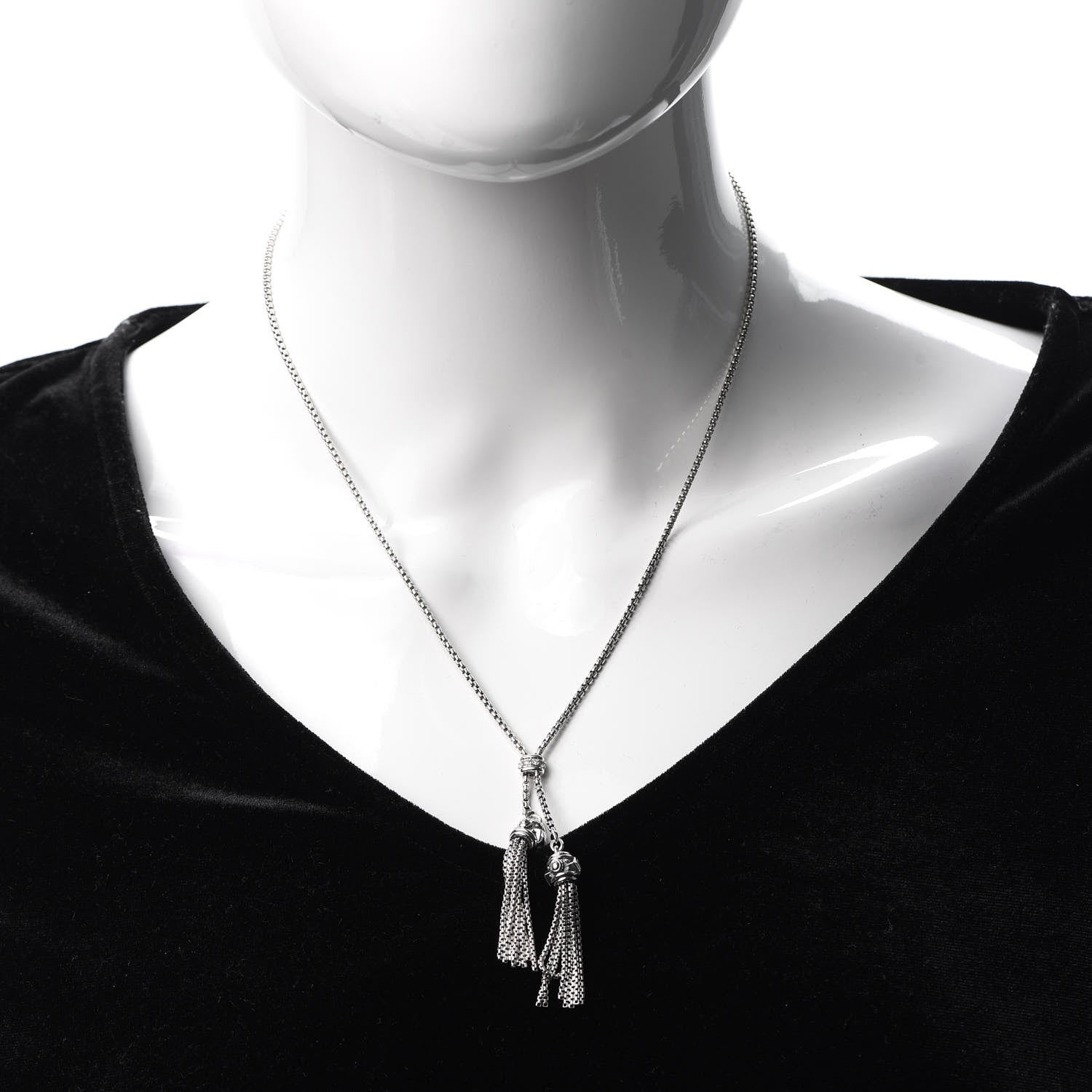 David Yurman Sterling Silver Diamond Renaissance Tassel Necklace 2 of 5