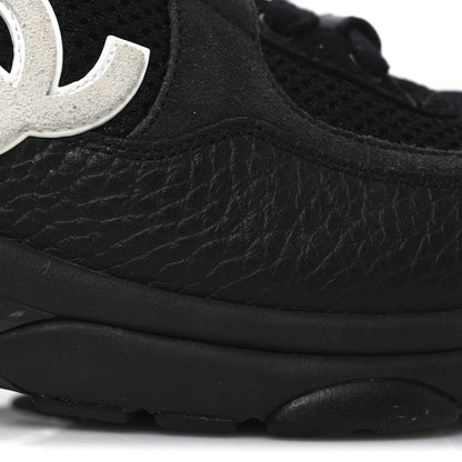 Chanel Mesh Suede Grained Calfskin Womens CC Sneakers 39 Black White 10 of 10