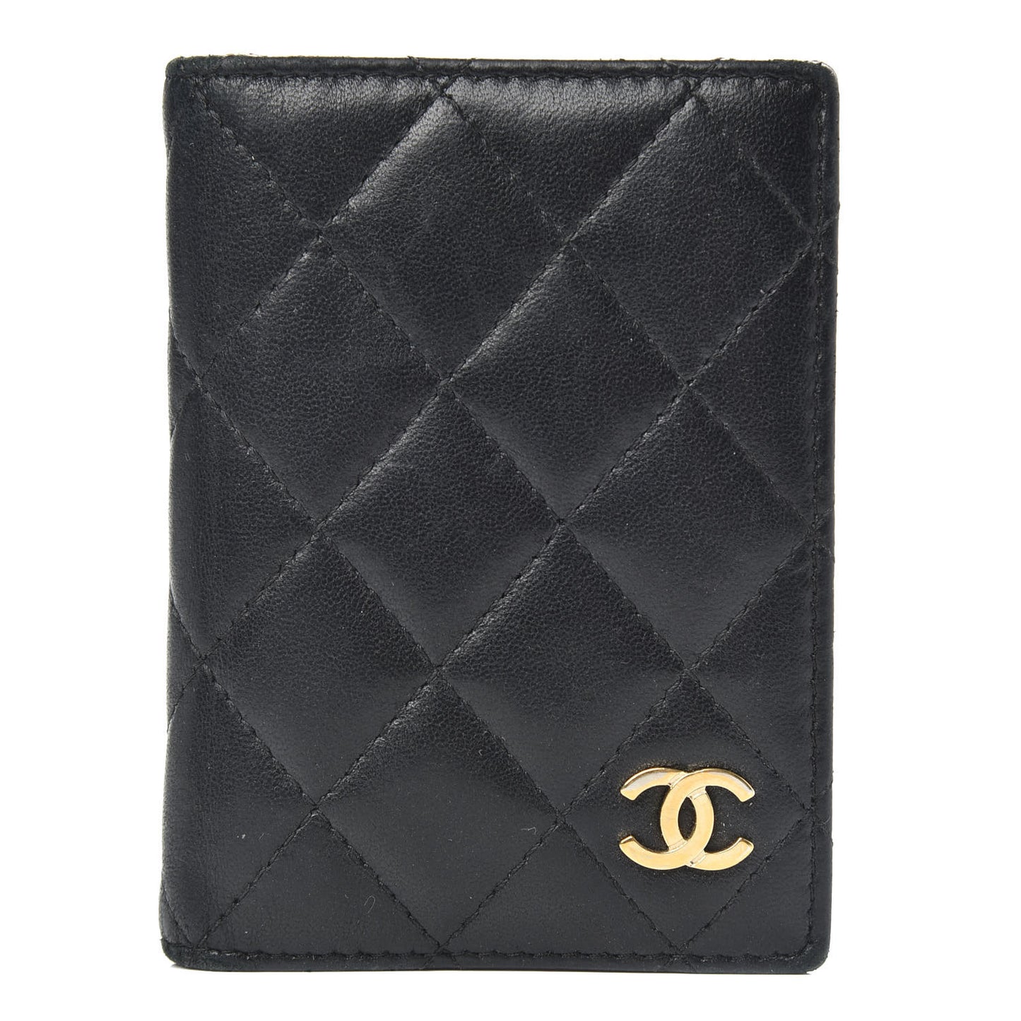 Lambskin Quilted Card Holder Wallet Black