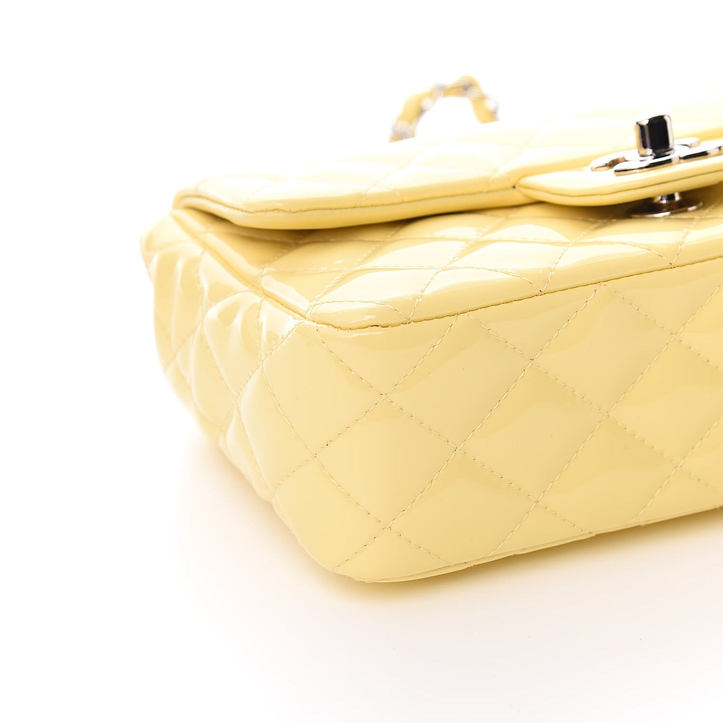 Patent Quilted Mini Rectangular Flap Yellow