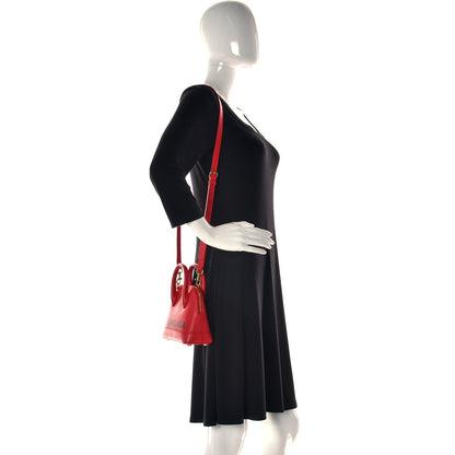 Balenciaga Signature Grained Calfskin Logo XXS Ville Top Handle Bag Rouge Lantern Black 3 of 12