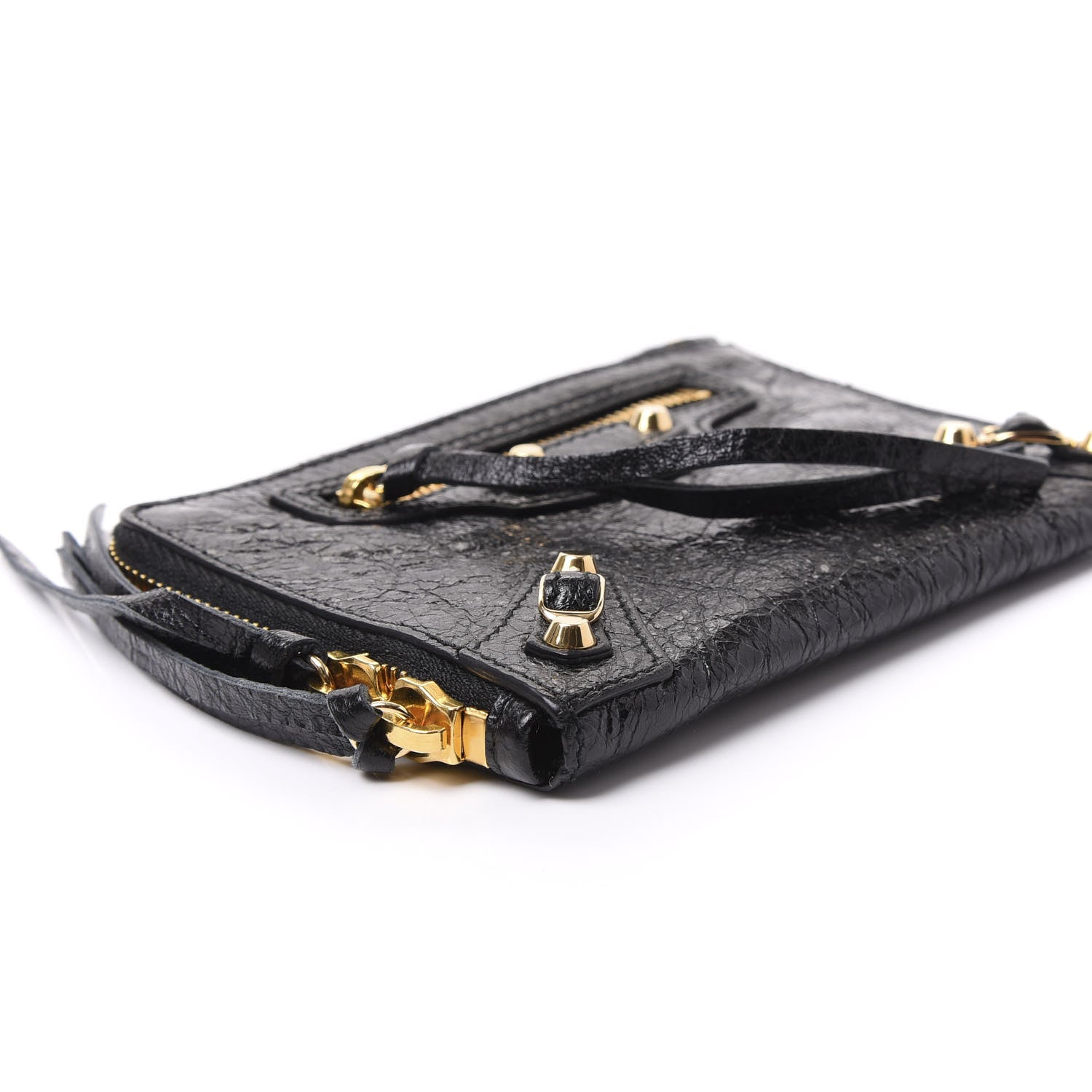 Balenciaga Agneau Arena Classic Gold Hardware Mini Pouch Black 6 of 8