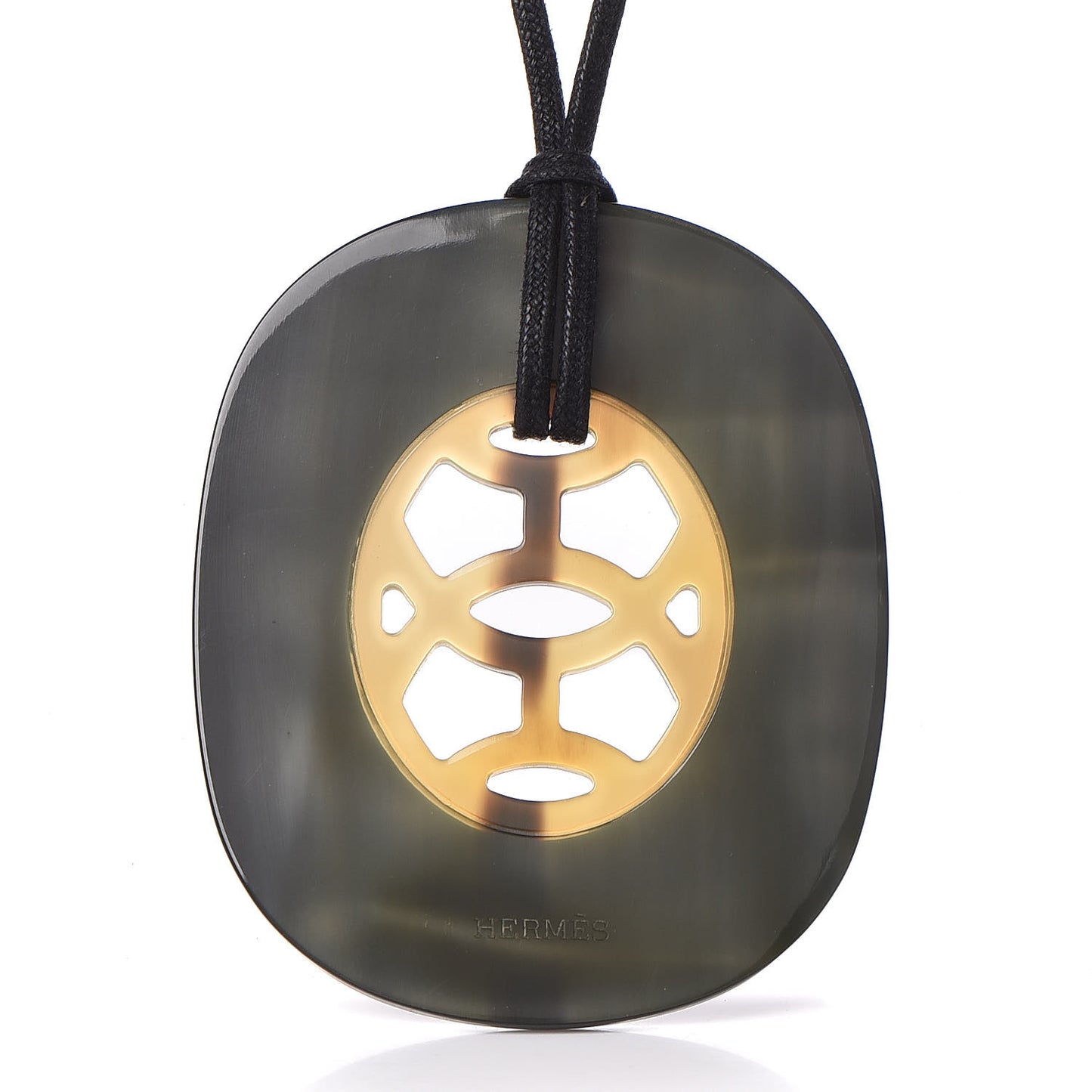Buffalo Horn Lacquer Lift Necklace GM Black