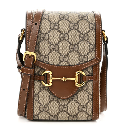 Gucci GG Supreme Monogram Mini Horsebit 1955 Crossbody Bag Beige Brown Sugar 1 of 10