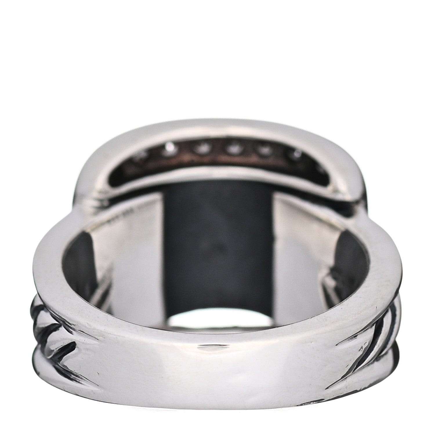 David Yurman Sterling Silver Diamond Buckle Ring 54 7 4 of 5