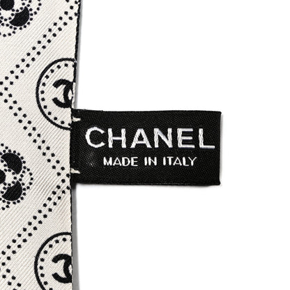 Chanel Silk CC Polka Dot Slim Bandeau Scarf Black Ecru 3 of 3