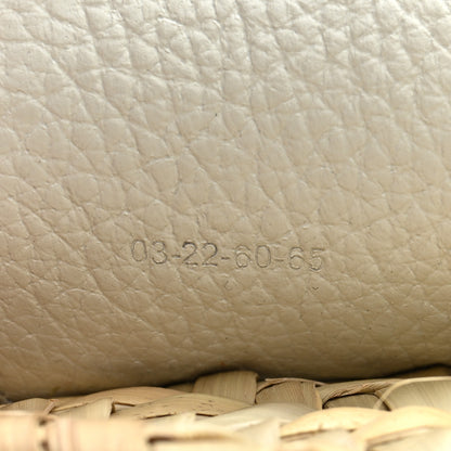 Chloe Raffia Calfskin Marcie Basket Small Marcie Round Crossbody Bag White 10 of 12