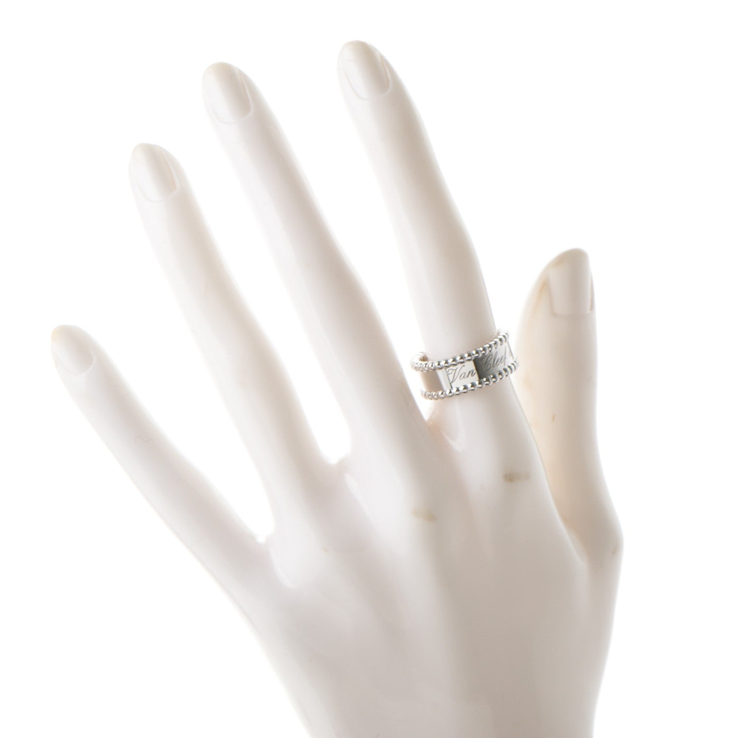 Van Cleef & Arpels 18K White Gold Perlee Signature Ring 51 5.75 2 of 5