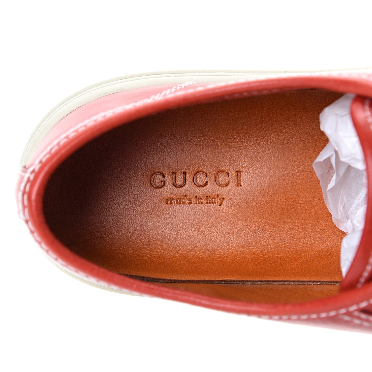 Gucci Calfskin Womens Interlocking G Sneakers 40 Red 8 of 12