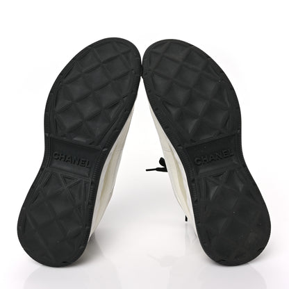 Chanel Velvet Calfskin Mixed Fibers CC Sneakers 40 Ivory Black 6 of 8