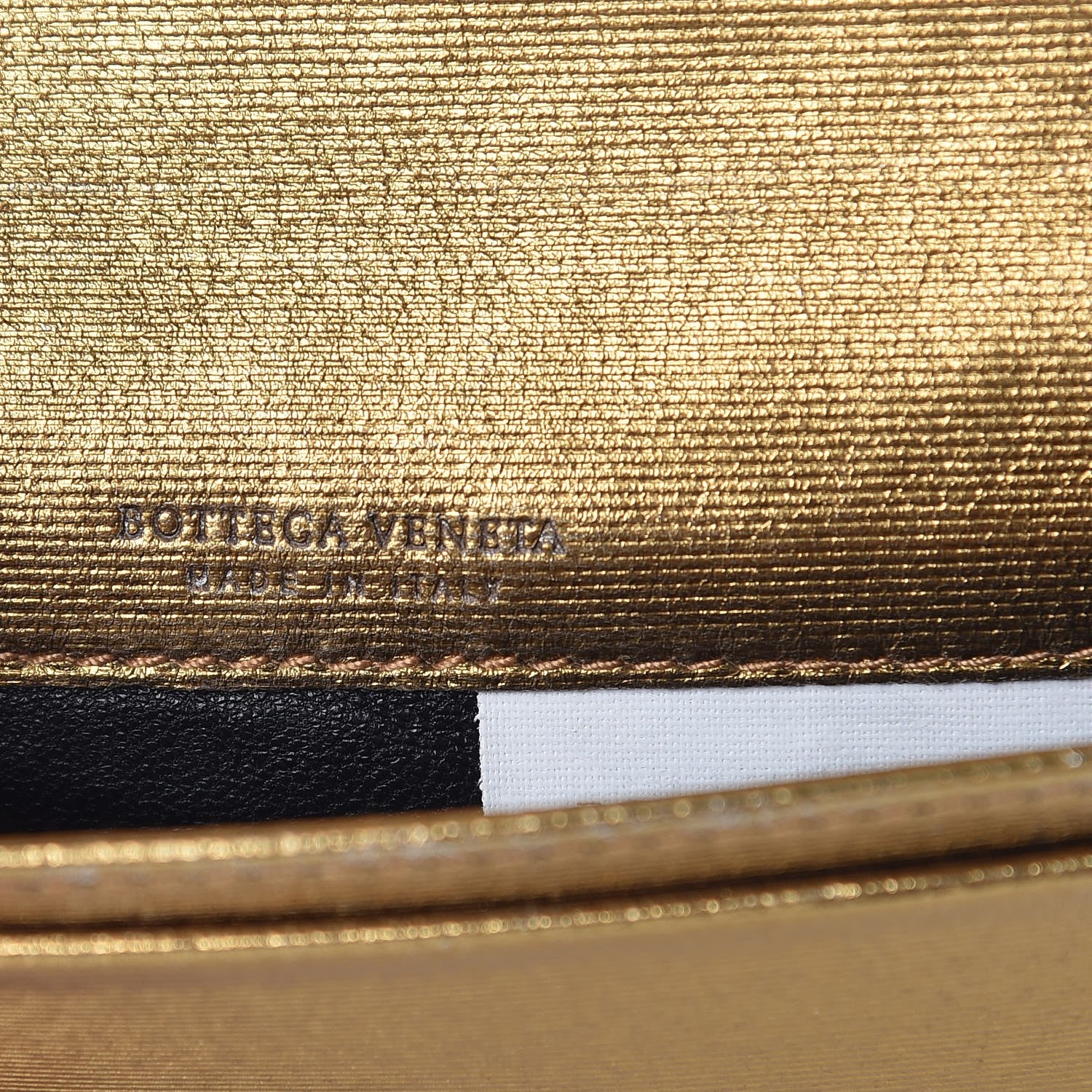 Bottega Veneta Metallic Intrecciato Grosgrain Card Case Dark Gold 6 of 11