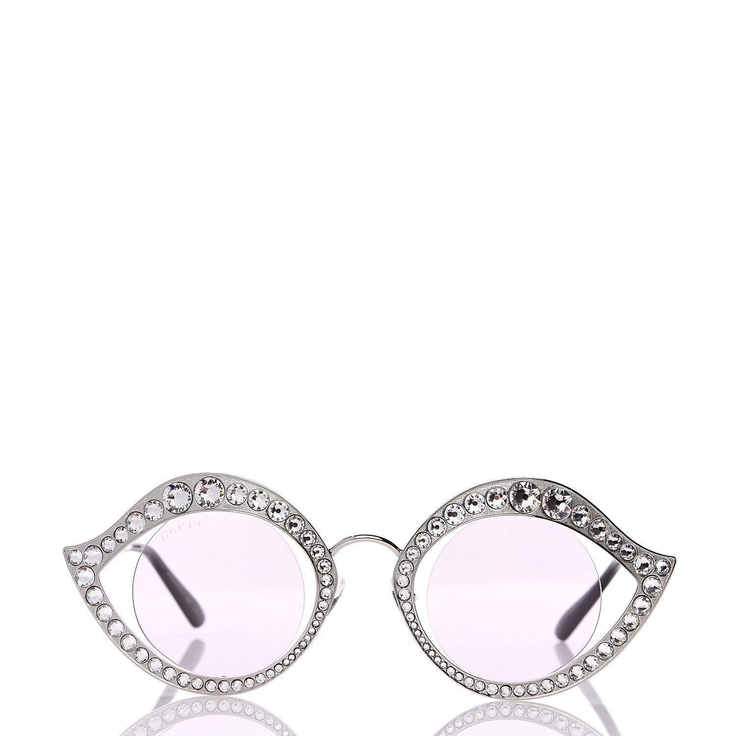 Gucci Metal Crystal Cat Eye Sunglasses GG0046S Silver 4 of 8