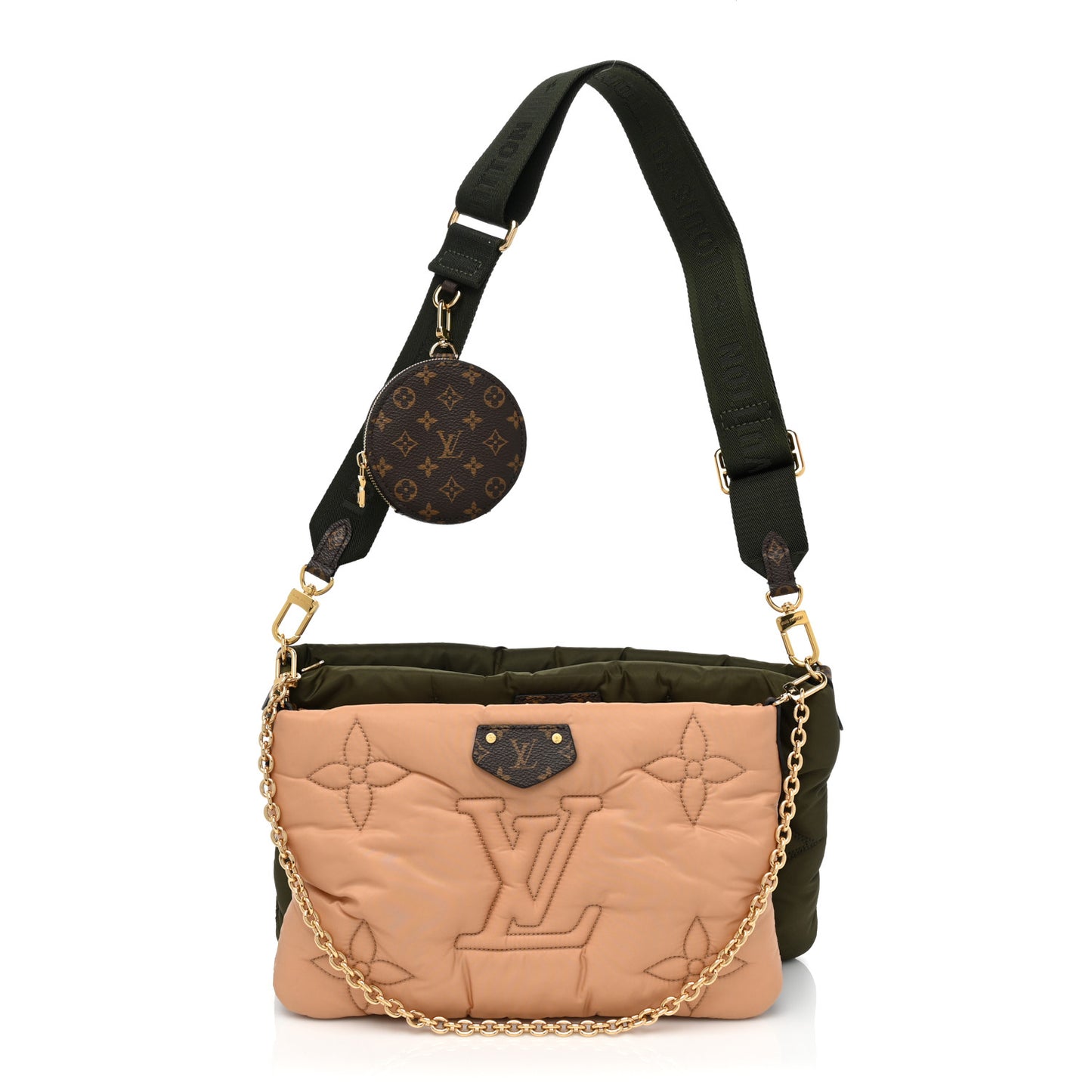 Econyl Monogram Pillow Maxi Multi Pochette Accessories Kaki Beige