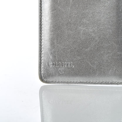 Chanel Metallic Patent Calfskin Quilted Lucky Symbols Yen Wallet Silver 6 of 19