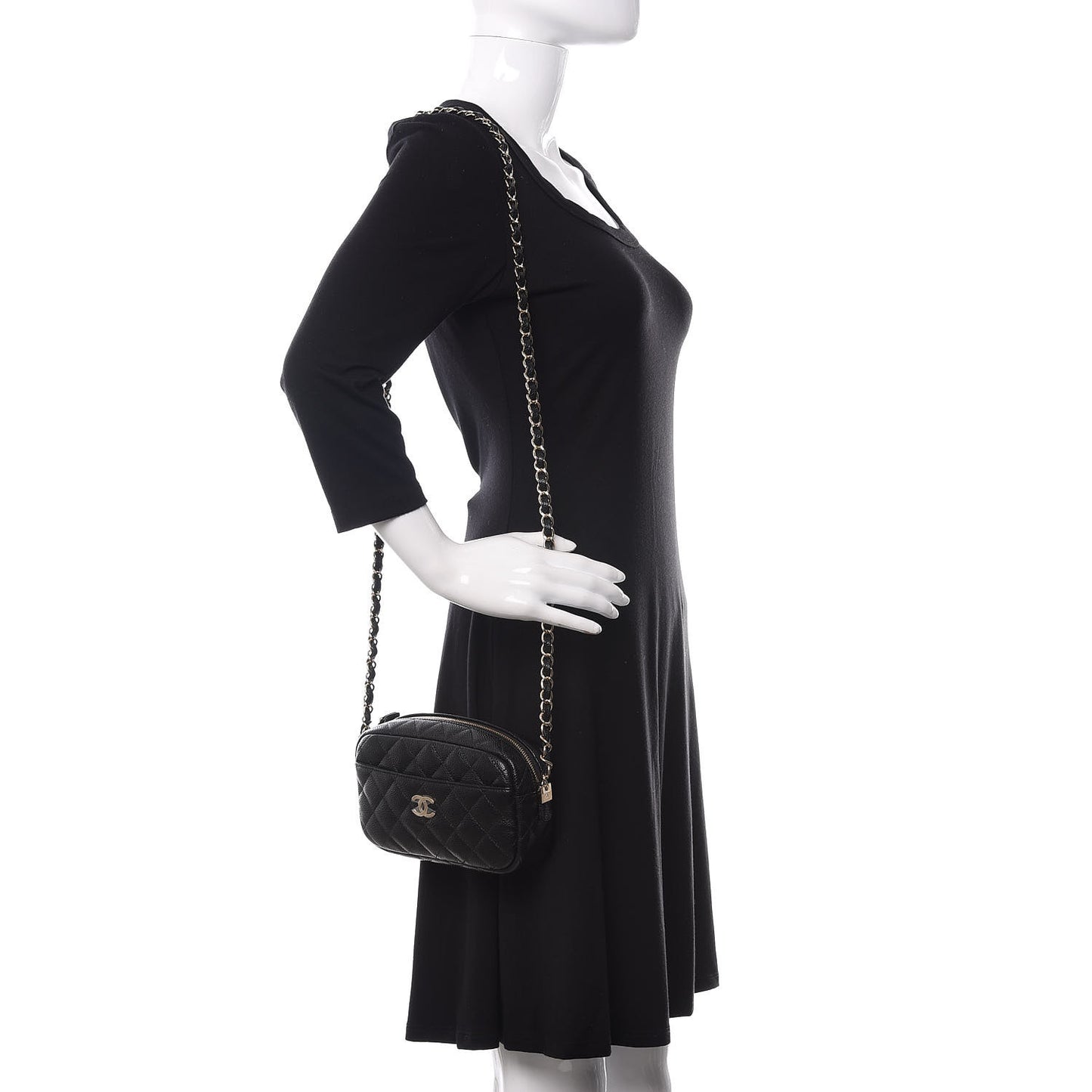 Caviar Quilted Camera Case Black