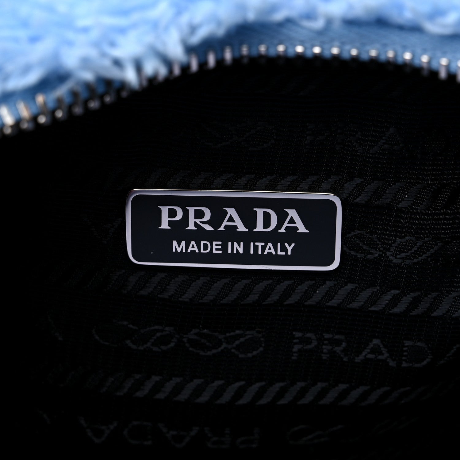 Prada Terry Cloth Mini Re-Edition 2000 Bag Celeste Black 6 of 8