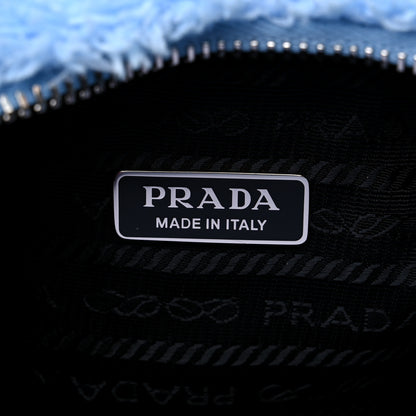 Prada Terry Cloth Mini Re-Edition 2000 Bag Celeste Black 6 of 8