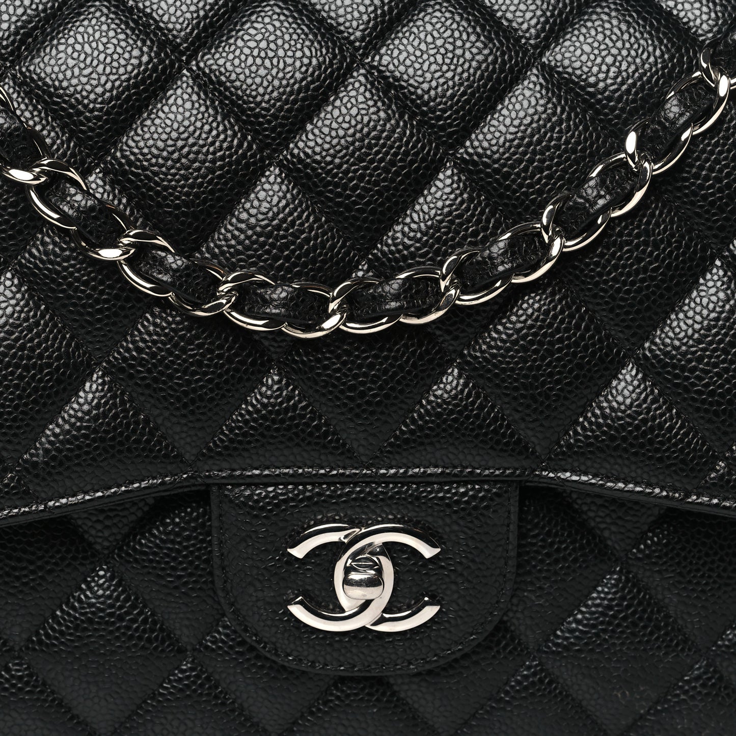 Caviar Quilted Jumbo Double Flap Black