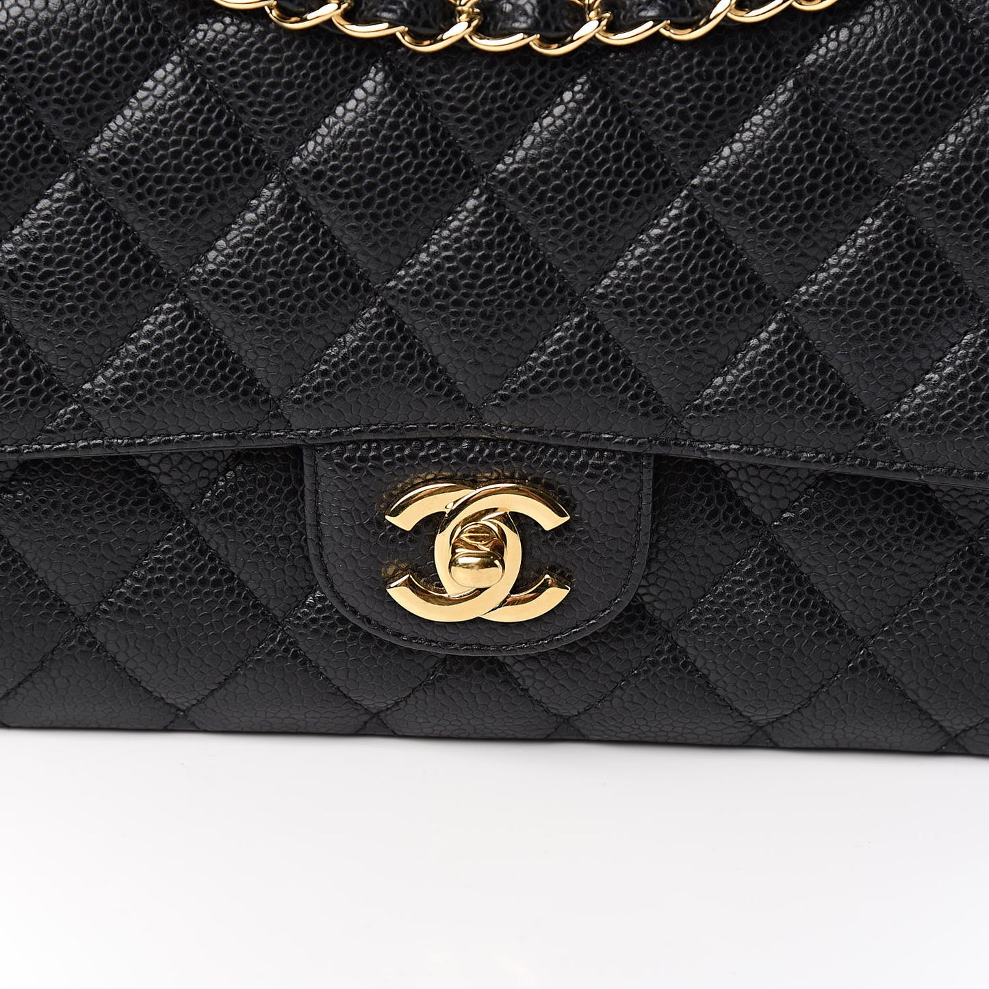 Caviar Quilted Medium Double Flap Black