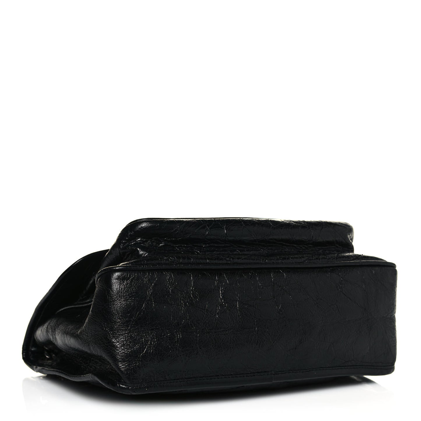Crinkled Calfskin Matelasse Monogram Medium Niki Chain Satchel Black
