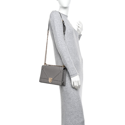 Christian Dior Grained Calfskin Medium Diorama Flap Bag Gris 2 of 10